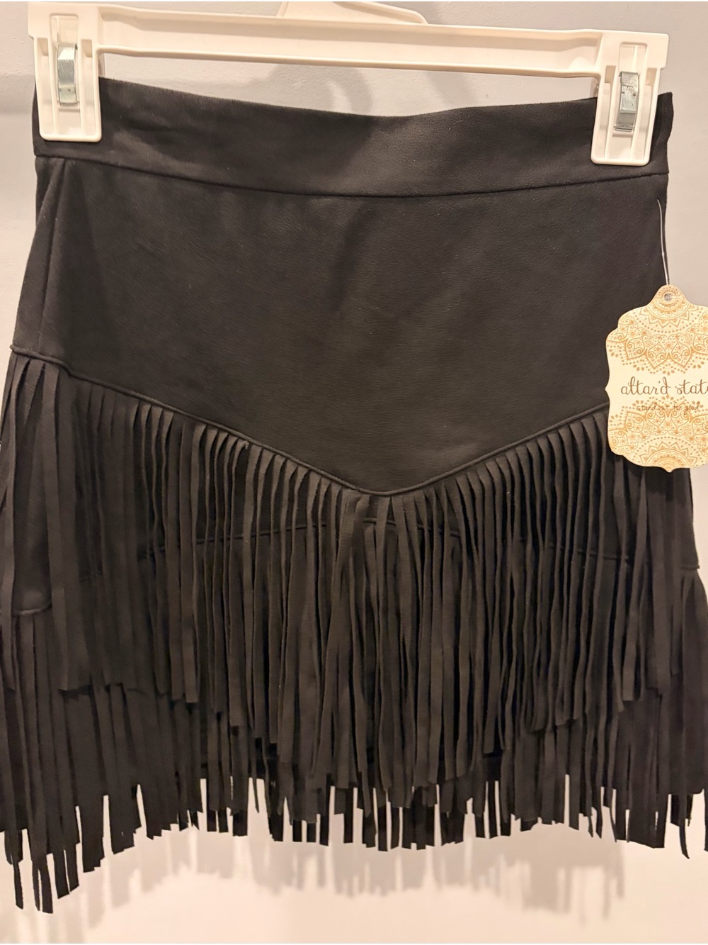 Altar’d State Black Fringe Mini Skirt